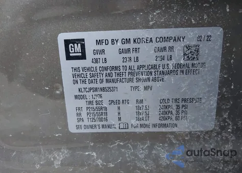 2022 Chevrolet Trax Awd Lt from USA, damaged, VIN KL7CJPSM1NB525371